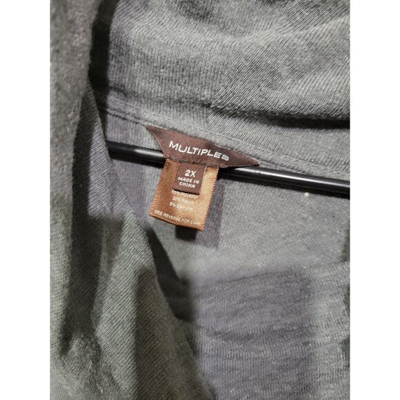 MULTIPLES Knit Sweater Cowl Neck Long Womens 2 XL Gray - Picture 7 of 9